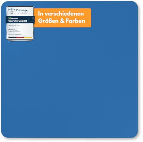 Flickly® Selbstklebende Reparatur Flicken | LKW, Anhänger, Zelt, Markisen, Camping, Sonnenschirme, Pool | in vielen Farben erhältlich | 10cm x 10cm | (RAL5012) Lichtblau