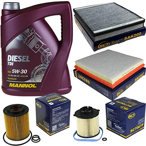 Filter Set Inspektionspaket 5 Liter MANNOL Motoröl Diesel TDI 5W-30 API SN/CF SCT Germany Innenraumfilter Luftfilter Ölfilter Kraftstofffilter