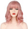 OKVGO Kurze, lockige Bob-Perücke mit Perückenkappe für Damen, für Cosplay, Party und Alltag, Pink