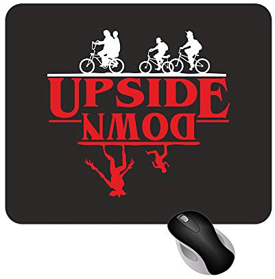 Fashion Graphic Tappetino Mouse da scrivania Mousepad Upside Down Sottosopra Serie TV 18x22cm Gadget (Nero Stampa Rossa)
