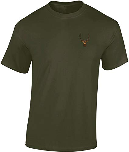 Jäger T-Shirt Männer - Gestickter Hirsch - Jagd Tshirt Herren - Geschenk Kleidung Zubehör (3XL)