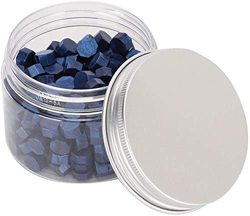 Siegelwachs, 200 Stück Siegel Stempelwachs Achteck Perlglanz Siegelwachs für Porto Brief Retro Vintage Wachs Siegelstempel für Hochzeits einladung karte Umschlag[Blau]Haftwachs