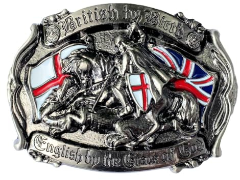 British By Birth English By The Grace of God George Dragon Gürtelschnalle mit Geschenkbox, mehrfarbig, 80mm x 60mm