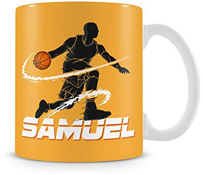 Personalised Basketball Player Any Name Sports Lover Gift for Men, Brother, Father, Boyfriend-Boy Birthday Present Gift idea Coffee Mug, Ceramic Mug. (11 OZ White Ceramic Mug)