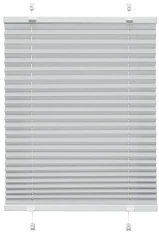 Victoria M. Indiva Lite Plissee Klemmfix Ohne Bohren mit Klemmträgern Sichtschutz, Sonnenschutz Fenster, Lichtdurchlässig, 85 x 200 cm, hellgrau