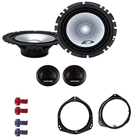 Alpine SXE 1750S Auto Lautsprecher Boxen mit Einbauset passend für Opel Corsa C 2000-2006 Türen vorne 560 Watt 16,5 cm 2 Wege Kompo