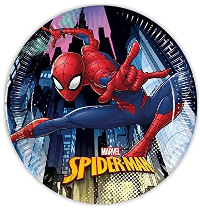 Procos 93486 - Lot de 8 assiettes de fête jetables en papier - Motif Spiderman Team Up - Taille : 20 cm - FSC® Mix