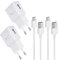 2-Pack Caricabatterie con Cavo Tipo C Compatibile per Samsung Galaxy Z Flip 3 4 5 S23 S22 S20 S21 S10 S10 Puls S10 e S9 S8 Plus Note 8 9 Carica Batterie, AFC Caricabatteria Caricatore Bianco