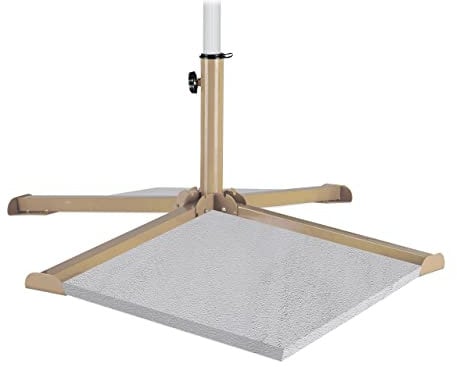 Relaxdays Pied de Parasol, pour plaques de lestage 40x40 cm, Pliable, pour Baleine de Parasol diamètre 25-35 mm, Marron