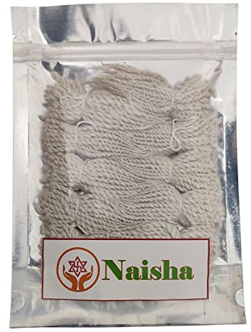 Naisha Handgefertigte gedrehte Baumwolldochte (500 Stück) Lange Bati für Öllampe Diya Jyot Batti Licht im Tempel/Öllampen/Diwali/Festivals