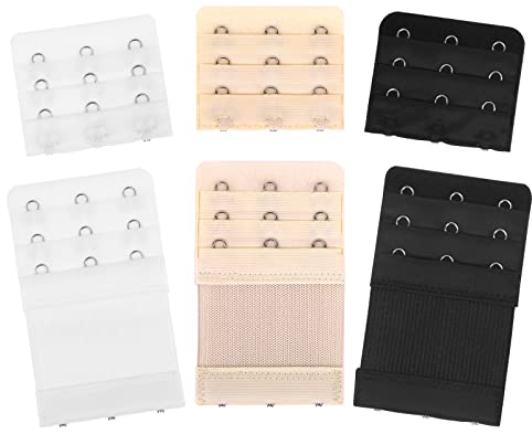 Lusofie 6 PCS Bra Extenders 3 Hooks 3 Row Soft and Comfortable Elastic Bra Strap Extender Bra Extender for Women Lady(Skin, White, Black)