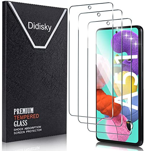 Didisky Lot de 3 Protecteur Verre Trempé pour Samsung Galaxy A51, Film Protection écran, dureté 9H, Pas de Bulles, Haute définition