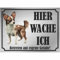 INDIGOS UG - Chihuahua - Schild bedruckt - Hier wache ich - Aluverbundplatte Edelstahl Look - ab 20x15 cm - Spruch - Deko Geschenkidee für Ihren Hund - Zaun - Türschild