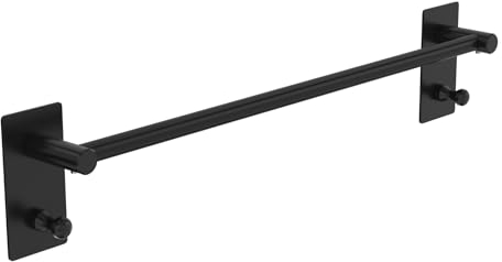 Porta Asciugamani Senza Trapano, Porta Asciugamani Bagno Viene fornito con 2 ganci, Porta Asciugamano 304 Acciaio Inossidabile Spazzolato, Portasciugamani Adesivo (40 CM, Nero)