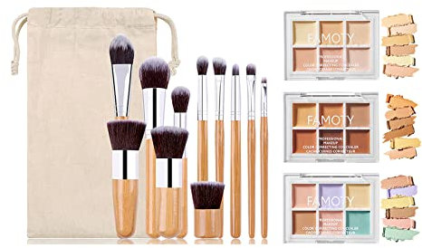 Palette Correttori Colorati, MKNZOME 18 Colori Contouring Viso Crema Correttore Occhiaie e Pennelli Trucco Palette Contouring Impermeabili a Lunga Durata Set Trucchi Regalo per Donne Ragazze