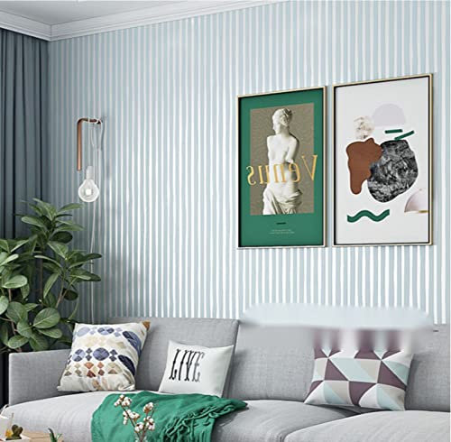 CULTS Blau Vliestapete Moderne Minimalistische Streifen Tapete 3D Geometrie Tapete für Wohnzimmer Schlafzimmer TV Hintergrundwand - 0,53 m x 9.5 m