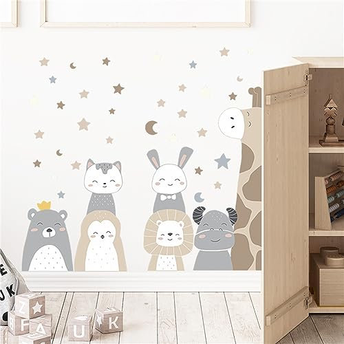 Wandtattoo Dschungel Waldtiere Wandaufkleber, Kinderzimmer Wandsticker Bär, Löwe,Igel DIY Selbstklebend Wandtattoo für Mädchen Junge Babyzimmer Wanddeko