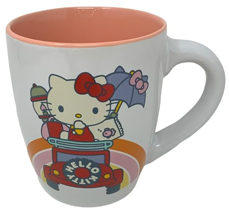 Silver Buffalo Hello Kitty Ceramic Coffee Mug (Hello Kitty Car/Peach Interior)