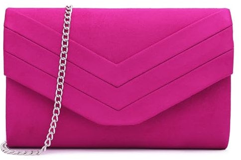 Milisente Clutch Bag for Women, Suede Clutch Bags for Wedding Shoulder Crossbody Evening Bag(Rose)