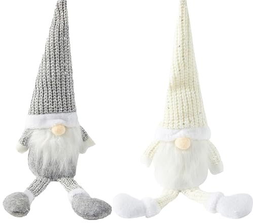 REDSTAR Schwedischer Weihnachtswichtel, handgefertigte Dekoration, Plüsch-Weihnachtsmann-Zwergpuppe, gesichtslose Elfe, Baumschmuck, Tischfigur, Weihnachtsdekoration, Schreibtischdekoration (2 Stück)