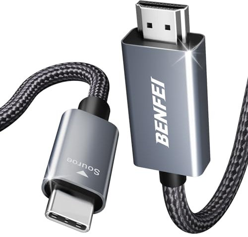 BENFEI Cable USB C a HDMI de 4.5M [4K@60Hz, carcasa de aluminio, trenzado de nailon], Thunderbolt 3/4 compatible con iPhone 15 Pro/Max, MacBook Pro/Air 2023, iPad Pro, Surface Book 2, Galaxy S23 y más