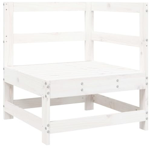 vidaXL Garten Ecksofa, Modular Gartenmöbel, Sofa Lounge Sessel für Garten Terrasse Balkon, Gartensofa Gartensessel, Weiß Massivholz Kiefer