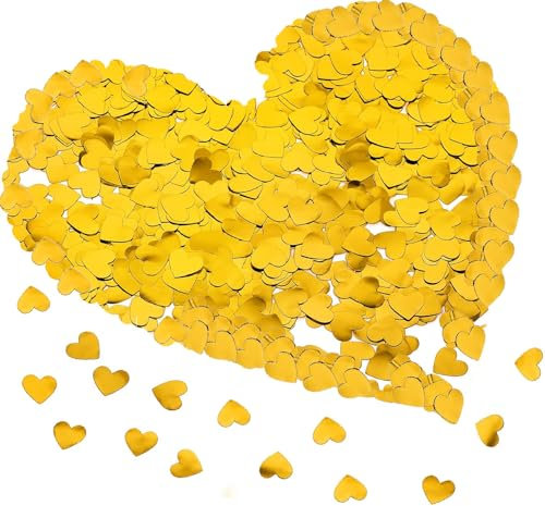 Konfetti Gold Herzen, 50g Bunte Streudeko 1.5cm Confetti Deko Hochzeit Tischdeko Goldene Pailletten Confetti für Einschulung Party Weihnachten Taufe Valentinstag Jahrestag