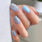 MrCuvaryas French Press on Nails Kurz, Nägel zum Aufdrücken, Falsche Nagelspitzen, Künstliche Nägel, mittellang, Strass, rosa, künstliche Nägel, quadratisch, glänzend (Blue Waves, 24 Stück)