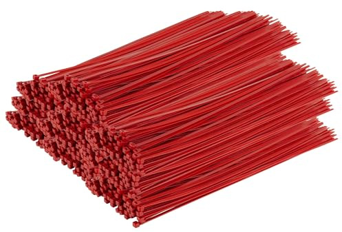 Gocableties Red Cable Ties, 370mm x 4.8mm, Bulk Pack of 1000, 12” Premium Nylon Zip Ties, Multi-Purpose Plastic Tie Wraps, Secure Self-Locking Mechanism, for Home, Garden, Office and DIY
