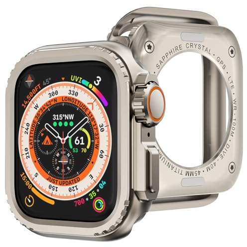 KADES 3-in-1-Metallgehäuse, kompatibel mit Apple Watch Serie 9/8/7, 45 mm, robuster Stoßstangenschutz, Serie 7-9, verwandelt sich in Ultra 2/1 Upgrade mit Uhrenkrone und Uhrenrückabdeckung