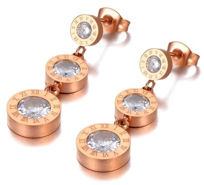 Boucles d'oreilles Clou d'Oreille Boucles d'oreilles Clips S925 Femme Chiffres Romains, Boucles D'Oreilles Bohèmes Pour Filles