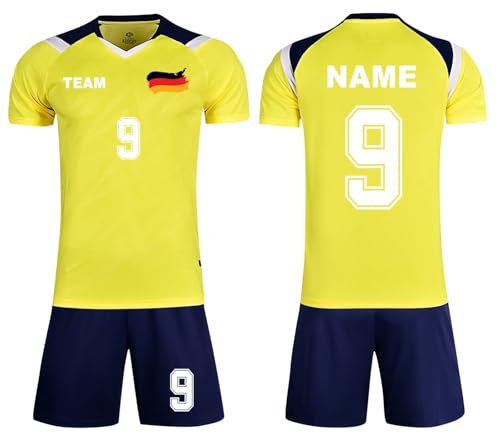 Benutzerdefiniert Trikot T-Shirt Shorts 2 Teiliges Set Jeder Name Nummer Team - Personalisiertes Fußballtrikot Kinders Erwachsene Fusstball Geschenke für Jungs