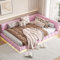 okwish Polsterbett 140x200cm Schlafsofa, Funktionsbett Jugendbett mit LED und USB-Anschluss, Daybett Gepolstertes Bettgestell mit Lattenrost, Tagesbett Kinderbett Bett-Sofa, Samt Rosa (ohne Matratze)