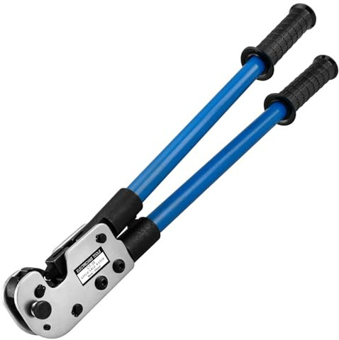 Heschen Pinza crimpatrice a cricchetto, CT-38, per terminali ad anello in rame da 8-2 AWG (8-38 mm²), pinze per elettricisti manuali per crimpatura terminali cavi, blu