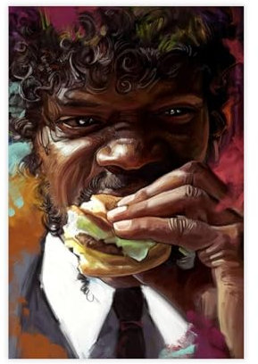 tcagd Quentin Burger Winnfield Tarantino Food Jules Filmposter Pulp Gangster Fiction Leinwand Poster Schlafzimmer Dekor Landschaft Büro Zimmer Dekor Geschenk 30 x 45 cm