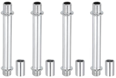 PATIKIL Kit Tige de Lampe à Tube Droit, 4 Ensemble M10 Acier au Carbone 80mm(3.15) Long Tige Filetée à Double Extrémité avec Écrous D'Accouplement Connecteur à Manchon, Argenté