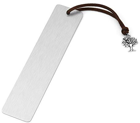 Jovivi Personalisiert Lesezeichen mit Geburtstagsblume und Text Gravur Lebensbaum Anhänger Edelstahl Buchzeichen Bookmark Buch Zubehör Geschenk für Lehrer Leser Schüler (Klartext)