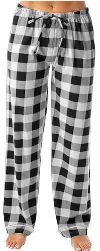 Pantalon à carreaux confortable pour femme - Taille haute - Pantalon de pyjama à carreaux rouges - Jambe droite - Pantalon de pyjama de Noël pour femme, Zq2-noir, XL