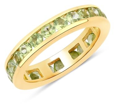 Rafaela Donata Damen Ring aus 925/- Sterling Silber gelbvergoldet 14 Karat mit Peridot grün Edelsteinring Edelsteingröße 3,00 mm