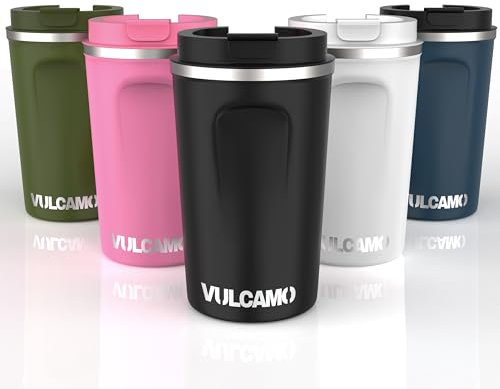 Thermos Cafe 380 ml/13oz – Thermal Cup BPA Free Stainless Steel Cup Coffee Carry Non-Drip Cup Thermos Cafe to Take Away Cup Coffee or Cold or Hot Tea Mug Thermos Cafe Travel Mug (Black)