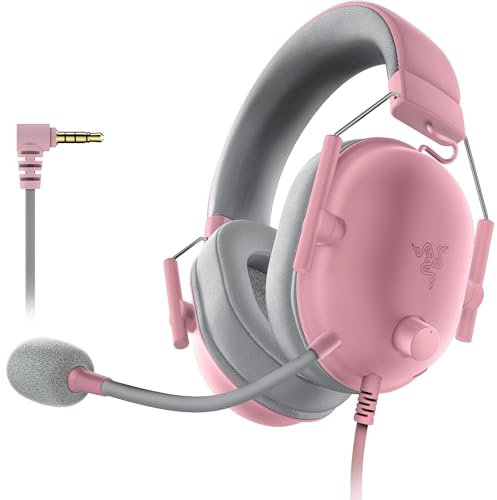 Razer BlackShark V2 X PlayStation Gaming Headset: 50mm Drivers - Cardioid Mic - Lightweight - Comfortable Noise Isolating Earcups - for PS5, Xbox Series X, PC, Switch via 3.5 mm Jack - Quartz Pink