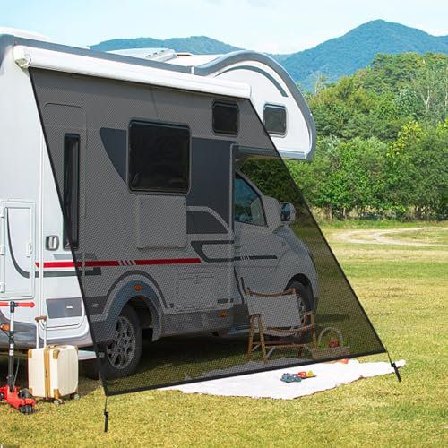 Sun Protection for Motorhomes, Universal RV Awnings Privacy Screen with Complete Kits, Sunblocker Awnings 2.46 m x 3.35 m, Side Wall for Awning, Motorhome View Blocker Sun Protection