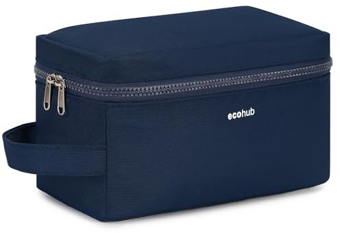 ECOHUB Trousse de Toilette Homme et Femme Trousse Maquillage pour Accessoires de Voyage Sac de Rasage avec Poches Humides et Sèches Garcon Vanity Voyage Imperméable pour Rangement Cosmétiques, Bleu