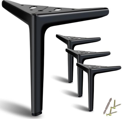 SunVFaFa Möbelfüße Schwarz 18 cm, Metallfüße für Möbel 4 Stück, Moderne DIY Kurze Schrankbeine, Metall Schrank Füße für Möbel Kommode Sideboard Nachttisch Sofa Couch