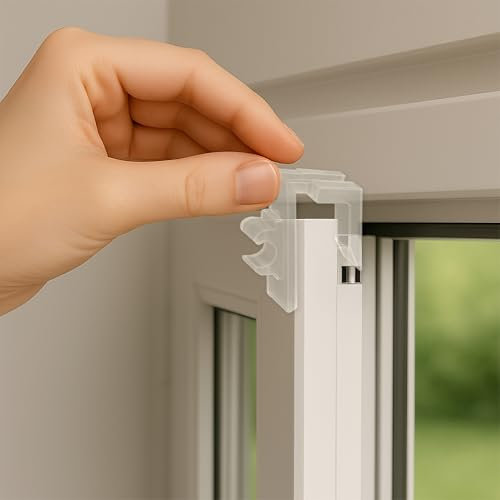 Byour3 - Aggancio invisibile regolabile per Barre con strappo - Supporti NO FORO Binari bastoni tenda a pannello o tende a vetro finestra - Ganci tende a pacchetto senza forare (4 pz, da 6 a 9 mm)