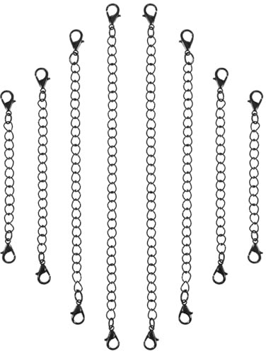 8pcs Black Chain Extenders for Necklaces, 4 Sizes Black Chain Necklace Extension Jewelry Extenders for Necklaces, Necklace Extender for Women Girls, Bracelet Extender Set