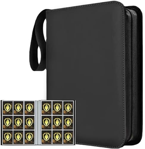 Sammelkarten Album für 900 Karten, Card Binder mit 9 Taschen mit Reißverschluss, 50 Seiten für Karten-Organizer Karten Heft mit Sportkarten, Ninjago, MTG, Schwarz