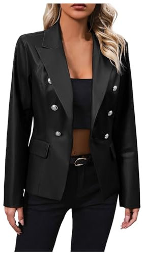 Giacca Pelle Donna, Chiodo Pelle Donna, Slim Fit Motociclista Zip Up Corto Cappotto Giubbino Corto Leggero Giacchetta Biker Casual Donna Giubbotto Moto Donna Giacche Estive Donna per Il Tempo Libero