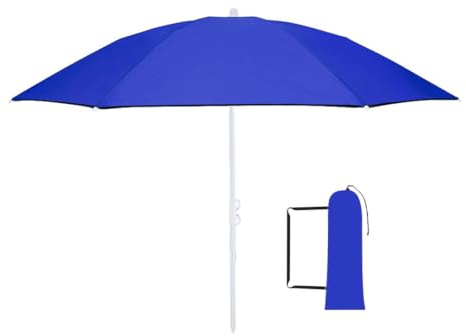 TIENDA EURASIA - Sombrilla de Playa Plegable Azul | Grande y Fuerte | Ø160 cm | Protección UV | Altura Ajustable | Incluye Bolsa de Transporte