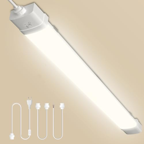 Litglobe LED Feuchtraumleuchte 115CM mit Bewegungsmelder,Verknüpfbar Sensor Feuchtraumlampe mit Stecker,3000K Warmweiß LED Röhre,40W 4000LM Kellerleuchte für Küche Büro Flur Balkon Treppe